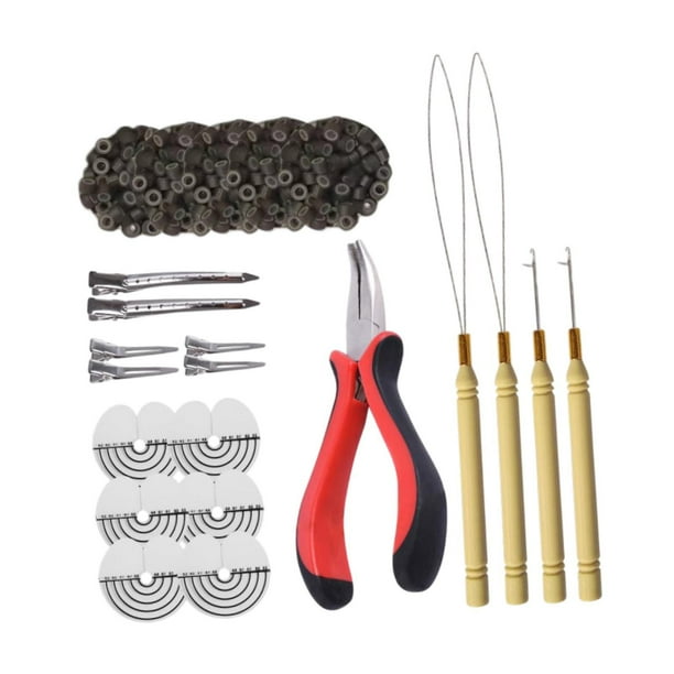 Kit de herramientas para extensiones de cabello con 500 anillos de silicona para peluquería. Color 4