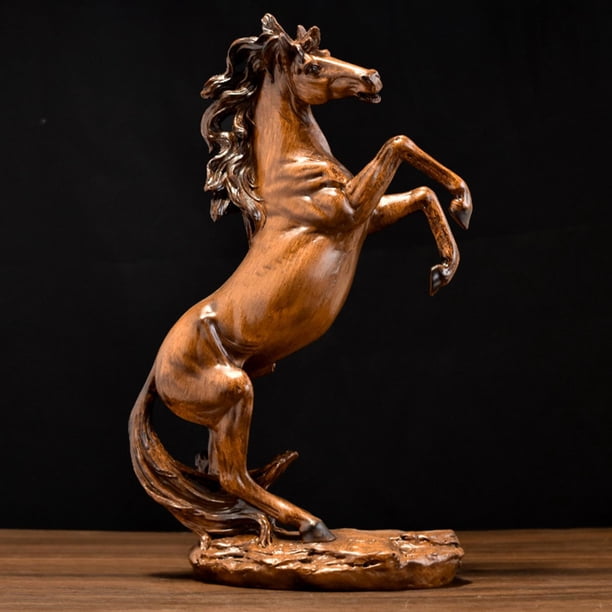 Escultura de estatua de caballo de pie de resina hecha a mano, decoración de mesa de 31cm de altura para familiares y amigos decorativos Estilo E