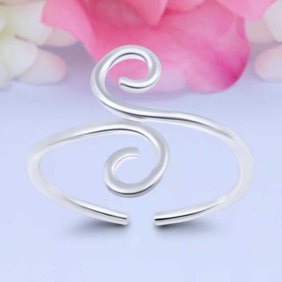 12mm Fashionable Swirl Toe Band Ring 925 Sterling Silver Thin Adjustable Stylish Rings For Women