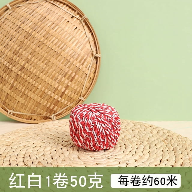 Zhuge Cordel, 1 rollo de 1,5 mm, para manualidades, exhibición de imágenes y adornos, cordel festivo para envolver regalos (cada uno de 229 pies), rojo y blanco