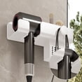 thumbnail image 6 of Folding Hair Dryer Holder | Wall Mount Storage Rack for Hair Dryer & Jewelry | No Drill Installation with 6ml Adhesive | White Gray Beige, 6 of 8