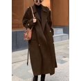 thumbnail image 4 of sicmoss Women's Coffee Double Breasted Wool Pea Coat Notch Lapel Midi Winter, 4 of 6