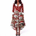 thumbnail image 4 of Christmas Dresses for Women Women's Fashionable V-neck Casual And Form-fitting Christmas Printed Long-sleeved Dress for Holiday Party,Yellow,5XL, 4 of 4
