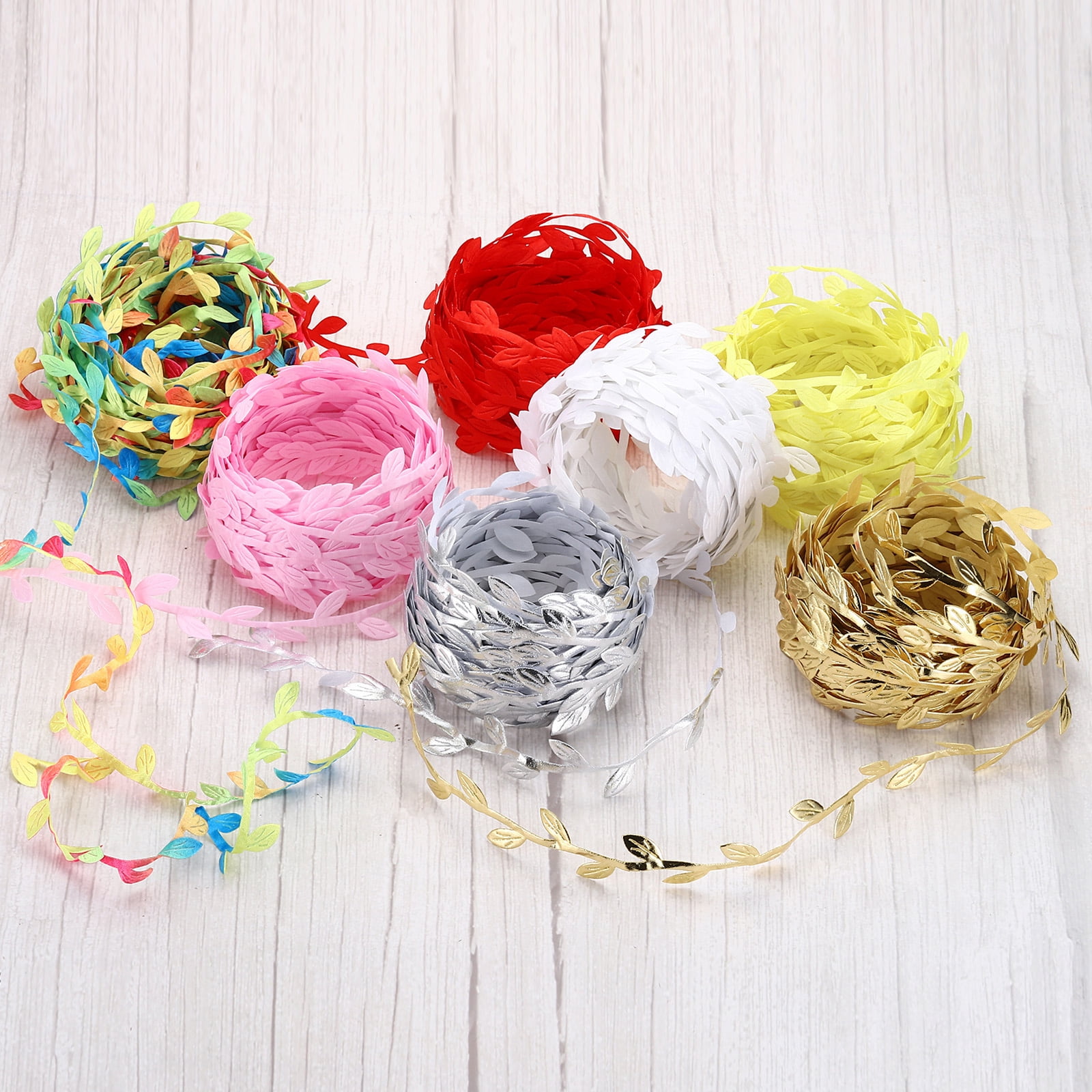 Unique Bargains Leaf Ribbon for Christmas Wreath Making Gift Wrapping Wedding Red