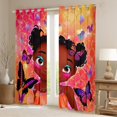 thumbnail image 2 of Little Black 30%-50% Blackout Curtains American Black Curtains for Princess Bedroom Decor,Afro-American Magic Black Curtains Gradient Fish Scale Print Window Curtains,84"Wx84"L, 2 of 5