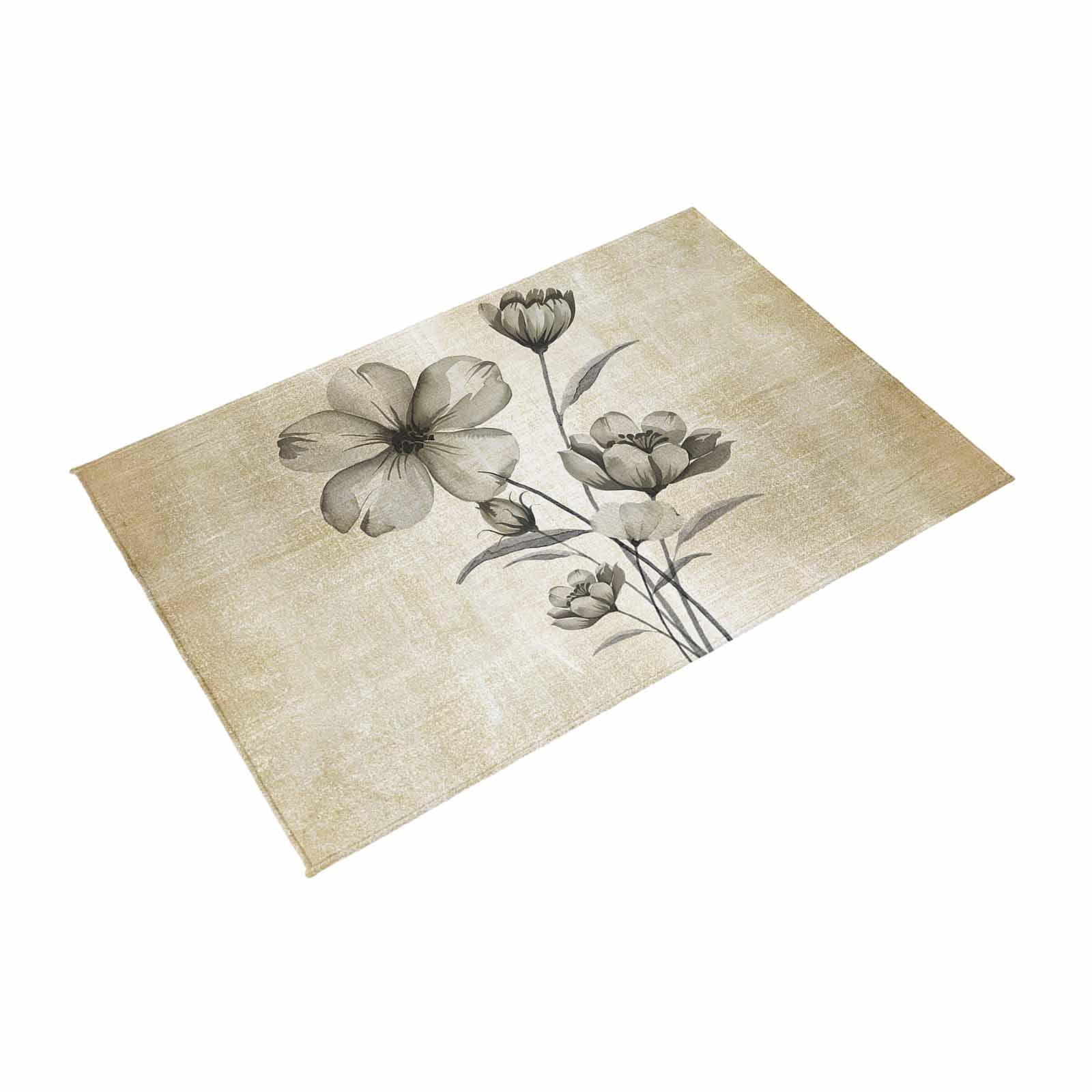 Yellow Beige Flower Outdoor Rug for Patio/Deck/Porch, Non-Slip Large Area Rug 5 x 7 Ft, Farmhouse Shabby Chic Wildflower Indoor Outdoor Rugs Washable Area Rugs, Reversible Camping Rug Carpet Runner