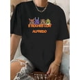 thumbnail image 1 of 1pc Vintage Cartoon Animal Print T-Shirt for Women, Casual Round Neck Short Sleeve Polyester Knit Tee, Summer Fashion Top with Geometric Pattern - Regular Length, 1 of 6