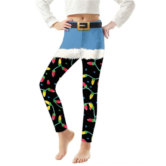 Abomasnow Toddler Girls Halloween Leggings Printed Stretchy Leggings Kids Christmas Ugly Printed Tights Yoga Pants 3-8 Years