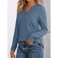thumbnail image 3 of FUNING Women's Long Sleeve Shirts 2025 Fall Henley Dressy Casual Tops Trendy Blouses Cute T-Shirts Outfits Clothes, 3 of 6