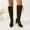 Brown, variant on Bnwani Women Boots Knee High Boots Fashion Toe High-Heel Thick Chunky High Knee-High Versatile Casual Solid Retro Knight Boot Black Size 5.5