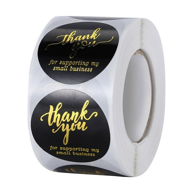 kurtrusly 500Pcs/Roll Stickers Thank You Gift Packaging Vinyl Decal Self Adhesive Cake Labels Wedding Party Decoration, R031