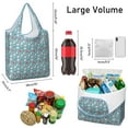 thumbnail image 3 of 5 Pack Foldable Shopping Bag,Light Blue Christmas Snowman Pattern Reusable Grocery Bags with Pockets,Large Reusable Tote Bags with Handles Waterproof & Lightweight, 3 of 6