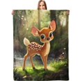 thumbnail image 1 of Bonita manta de ciervo: manta de franela ligera, suave y acogedora, cálida y difusa; regalo ideal para todos, perfecta para sofá, cama, viajes, oficina; 50 x 40 pulgadas, 1 of 6