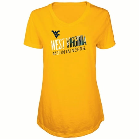 West Virginia Mountaineers Brass - Women's Russell Gold West Virginia Mountaineers Tunic Cap Sleeve V-Neck T-Shirt