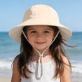 thumbnail image 2 of HAOTAGS Infant Toddler Bucket Hats, Solid Color Cotton Sun Cap Bowknot Adjustable Summer UV Protection Fisherman Hat Beige Size 1T, 2 of 8