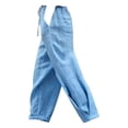 thumbnail image 3 of Endives Women's Cotton Linen Pant Spring Pants Tie Up Solid Color Casual Elastic Waist Pants with Pockets Summer Trendy Sky Blue, 3 of 4