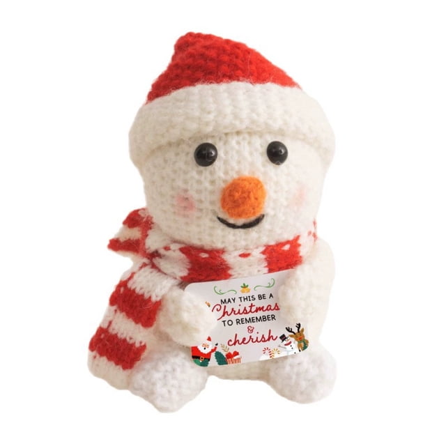 Muñeco de Nieve Pequeño Tejido a Crochet con Mensaje Positivo | Regalos de Invierno para Compañeros de Trabajo y Amigos | Hecho a Mano con Cariño | Decoración para Habitación U Oficina | 1 Juguete