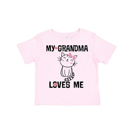 

Inktastic My Grandma Loves Me Girls Kitty Gift Toddler Toddler Girl T-Shirt
