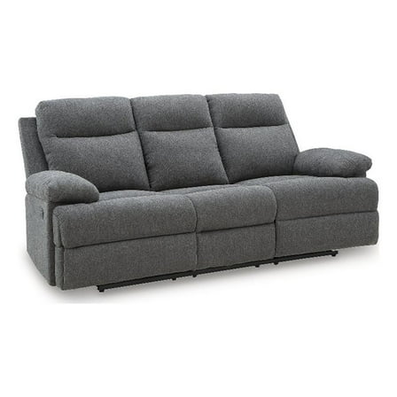 Bowery Hill Contemporary Polyester Gray Reclining Sofa with Drop Down Table