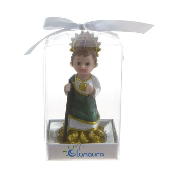 Mega Favors Keepsake Figurine 12 pcs Baby St. Judas Tadeo Statue Standing On Gold Coins | Awesome Decorations or Party Favors | for Baptism, First Communion, Religious and Special Celebrations