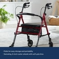 thumbnail image 4 of McKesson Lightweight Rollator, Folding - Rolling Walker, Aluminum, Red, 1 Ct, 4 of 10