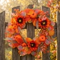 thumbnail image 5 of Bcylexb Fall Floral Wreath for Front Door, 17.7" Artificial Hanging Door Wreath Seasonal Decorations for Wall Porch Window Home, 5 of 7