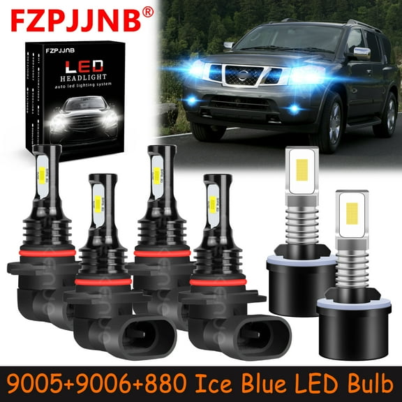 FZPJJNB 9005 9006 880 for Nissan Armada 2005-2010 Ice Blue Led Headlights Bulb High Low Beam Fog Light,HKL,C05