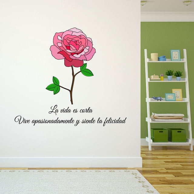 Spanish Wall Decals for Family Living Room - La vida es corta Vive