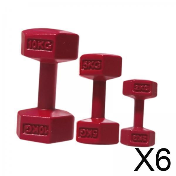 Juego Deportivo De 6x3 Piezas, Bonitas Mancuernas En Miniatura Para Niñas Y Niños De 3 A 8 Años, Color Rojo
