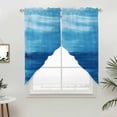 thumbnail image 5 of Blue Ombre Coastal Kitchen Window Curtains, Swag Curtains Valance for Bedroom Living Room Bathroom, Summer Gradient Ocean Wave Rod Pocket Window Treatment Curtain Block Drapes 2 Panels 28"x36", 5 of 9
