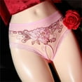 thumbnail image 2 of Gibobby Panty sexy Ajuste Bragas encaje floral sexy Bragas abierta encaje cintura （Rosa， L), 2 of 3