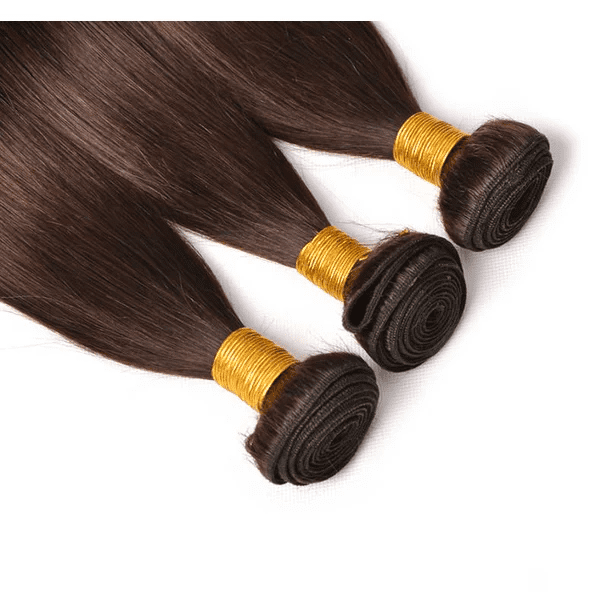 Ustar Hair Medium Brown Bundles Human Hair Brazilian Bundles Straight Medium Brown Color #4 Unprocessed Virgin Brown  Bundles Extensions 10"
