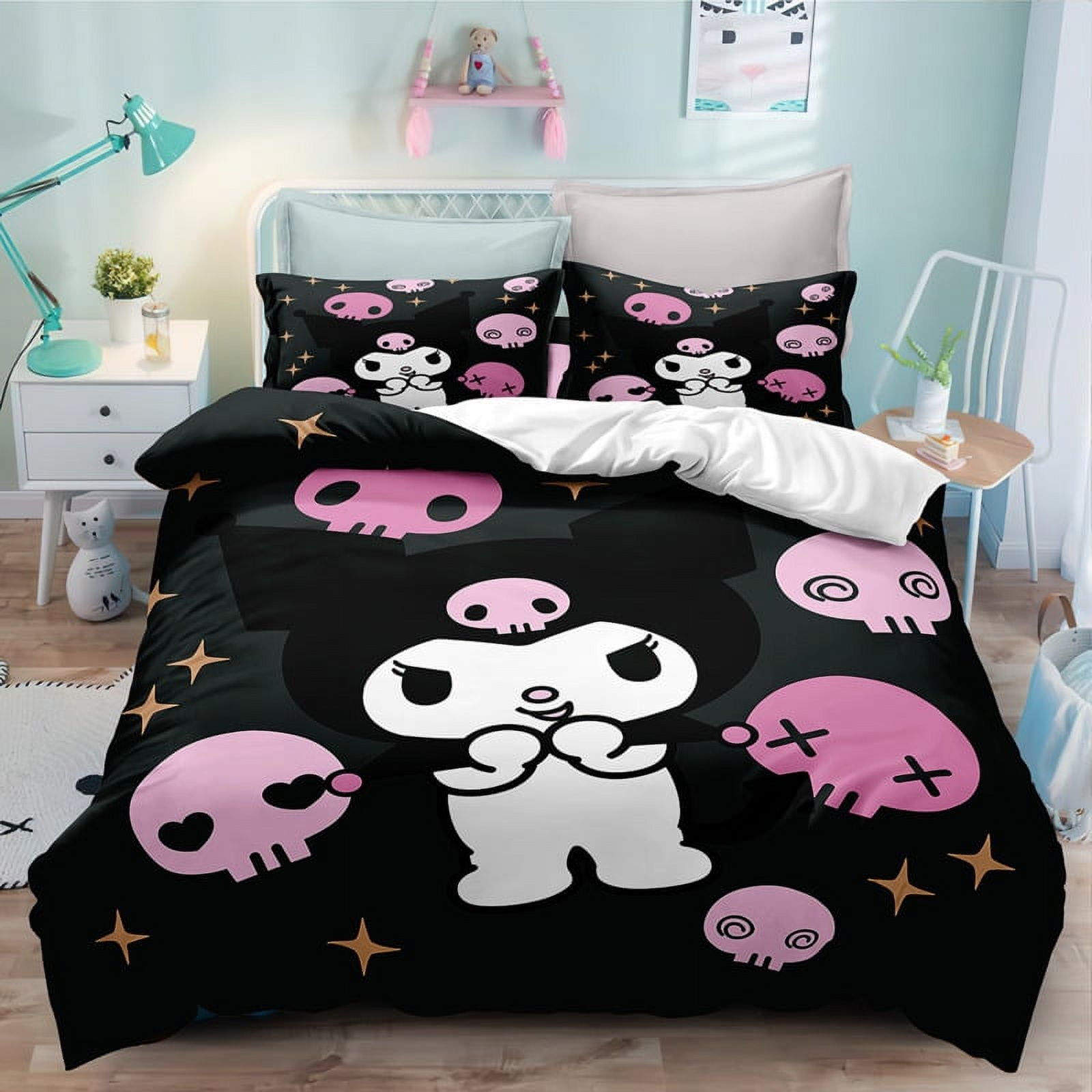 サンリオ Kuromi ベッドカバー 140cm x 205cm Sanrio Kuromi Bedding Set Cartoon Anime Kuromi Melody Quilt