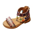 thumbnail image 4 of Mepaouo Girls' Sandals Open Toe Summer Beach Shoes Bohemian Tassel Strappy Gladiator Flats Sandal, 4 of 5
