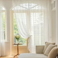 thumbnail image 4 of BiFandian Sheer Voile Curtains, Long Transparent White Gauze Drapes for Living Room, Embroidered Modern Striped Window Panel for Bedroom, Sliding Glass Door, 4 of 9