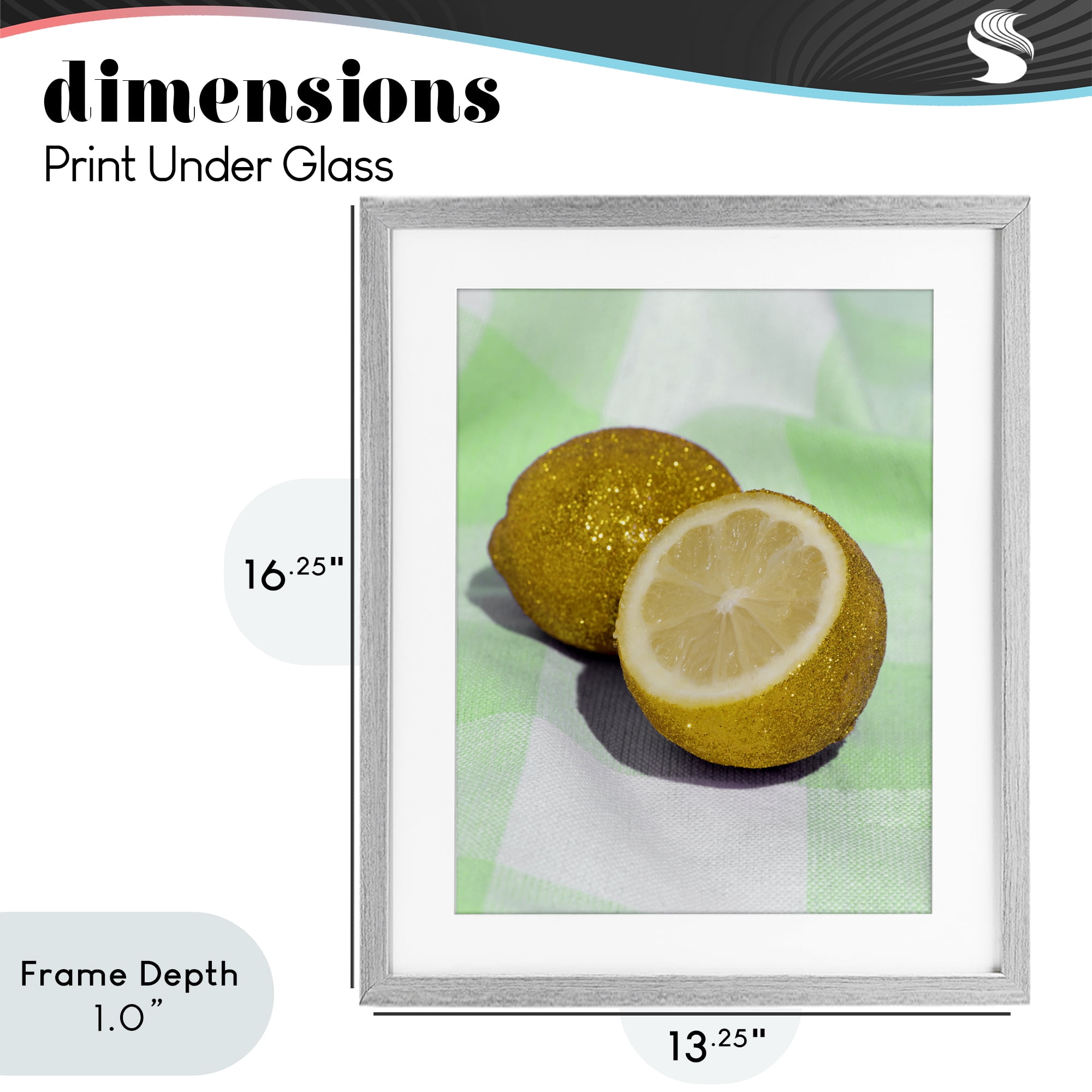 Stupell Industries Glimmer Lemon on Green Gray Framed Print Under Glass, design by LISH Creative