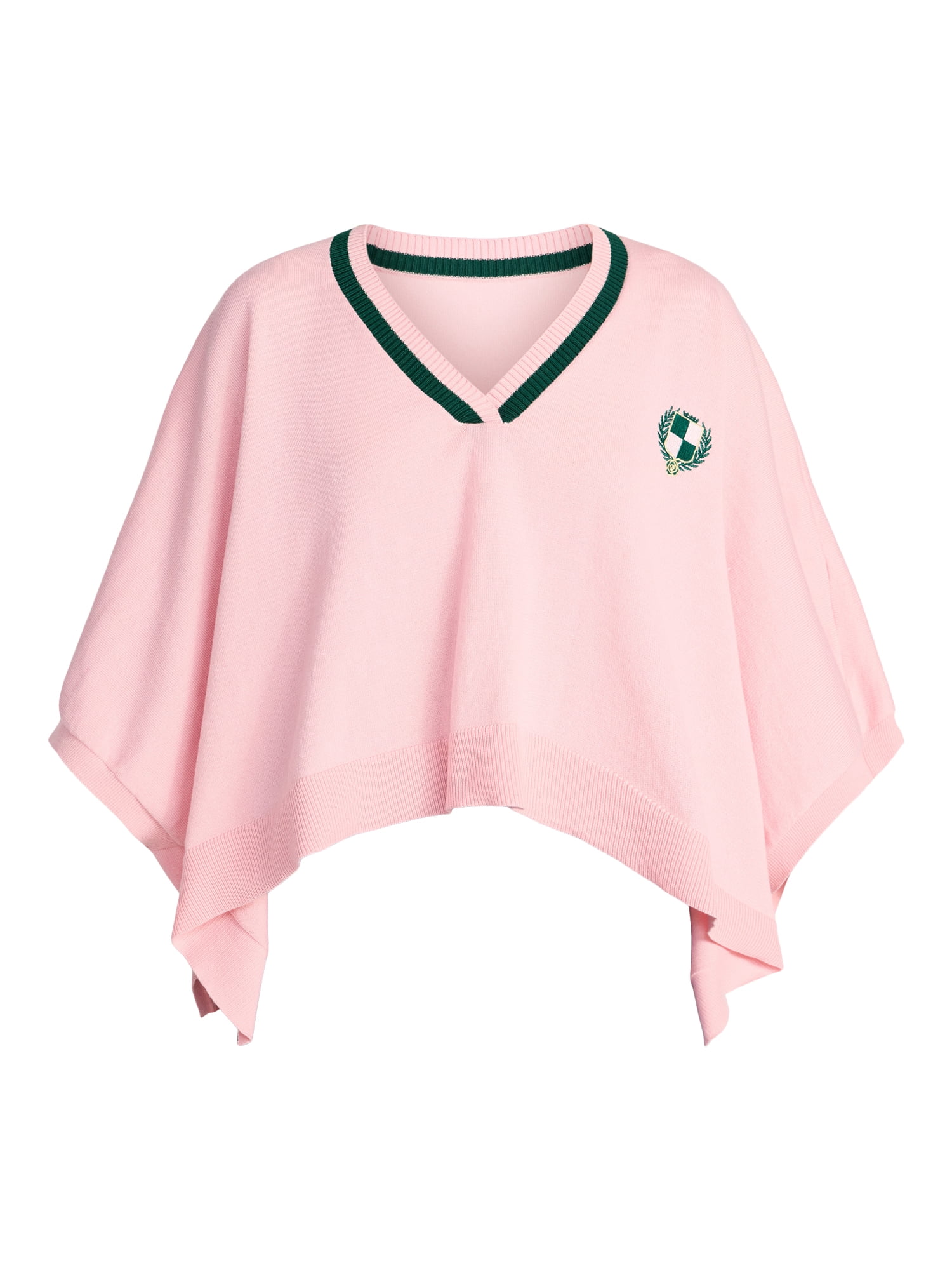 No Boundaries Varsity Cropped Sweater, Lightweight, Women's S-3XL