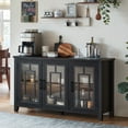thumbnail image 3 of Joaxswe Modern Sideboard Buffet with Storage, 55 " Extra Large Bar Cabinet Buffet with Glass Doors and Shelves for Dining Room, Black, 3 of 8