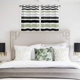 thumbnail image 4 of Sage Green Black Stripe Kitchen Curtains Short 45 Inch Length, Modern Abstract Coarse Striped Grommet Top Bedroom Living Room Curtains, Light Filtering Cafe Curtain Drapes 2 Panels Set 84''x45'', 4 of 9