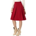 thumbnail image 4 of INSPIRE CHIC INSPIRE CHIC Women's Office Work Skirts Belted Waist Midi A-Line Pleated Skirt L Deep Burgundy, 4 of 5