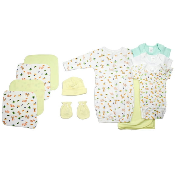 Newborn Baby Clothes Set 11pc Layette Gift - Soft Cotton Onesies, Bibs, Hats - Shower Present