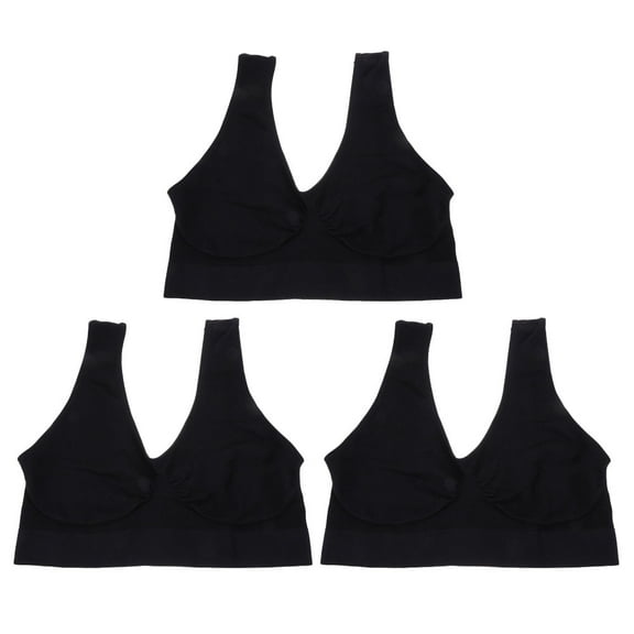 HOMEMAXS 3 Pcs Women Fitness Supplies Wirefree Sports Vest Miss Black