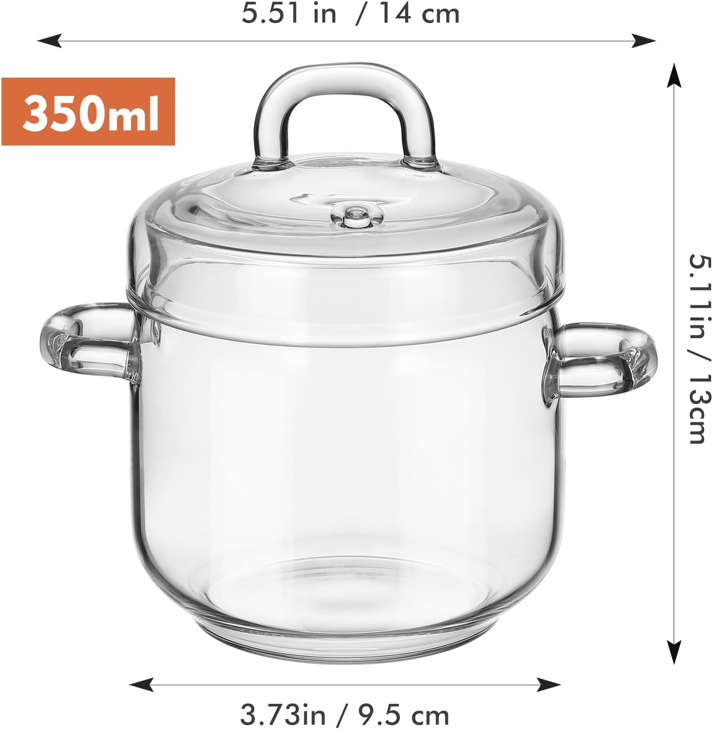 UPKOCH Clear Glass Cooking Pot Cup, 350ml / 12oz Glass Saucepan with Lid, Heat-Resistant Stovetop Stew Pot for Milk, Pasta, Noodles, Soup, Baby Food