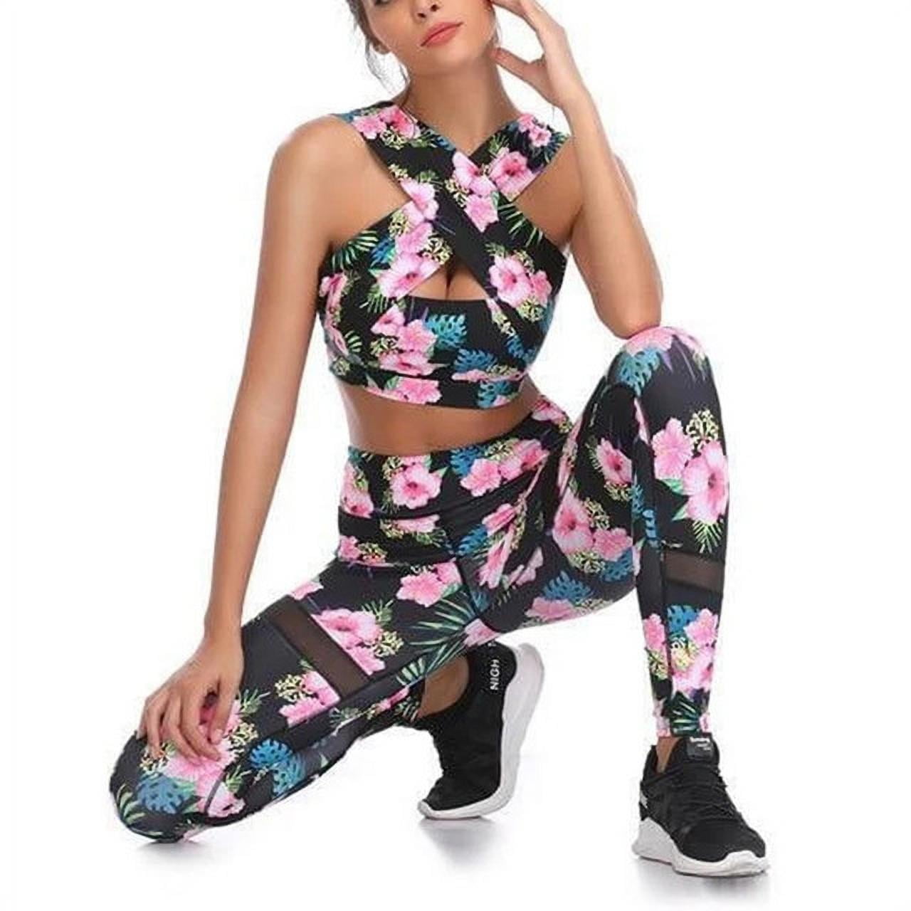 Top & Leggings Set2 Tlg Workout Outfit ✅ ✅ Damen Fitness Workout Sportswear 