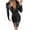 Black, variant on Sngxgn Women's Shoulder Short Dress Ruched Bodycon Mini Dress(Silver,M)