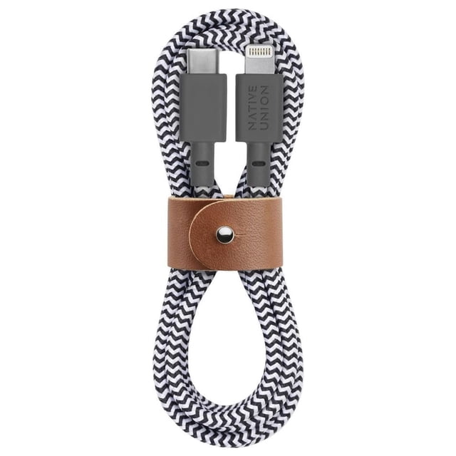 Cable Belt USB-C a Lightning 1.2 M - Zebra negro