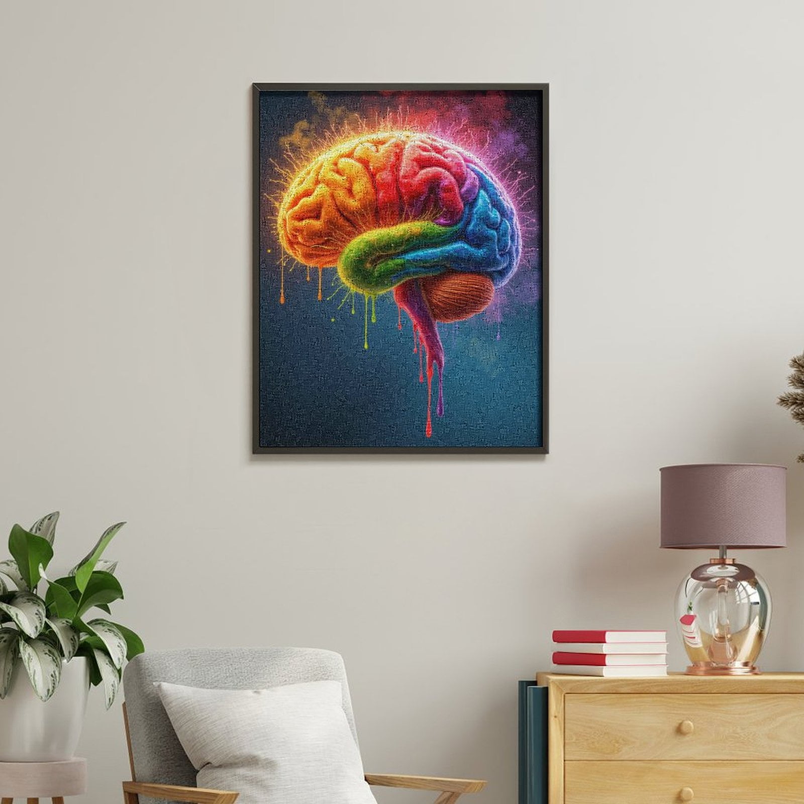 Paint by Numbers Kit for Adults, Colorful Abstract Brain Illustration Paint by Numbers, Easy Paint by Numbers Kit for Adults Beginner, DIY Adult Paint by Number Kits on Canvas, Home Decor 12x16in