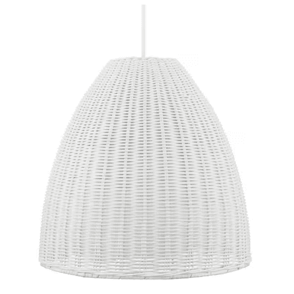 Open Box Hampton Bay Hemmens 16 in. 1-Light White Outdoor Hanging Light Pendant Light with White Resin Wicker Shade