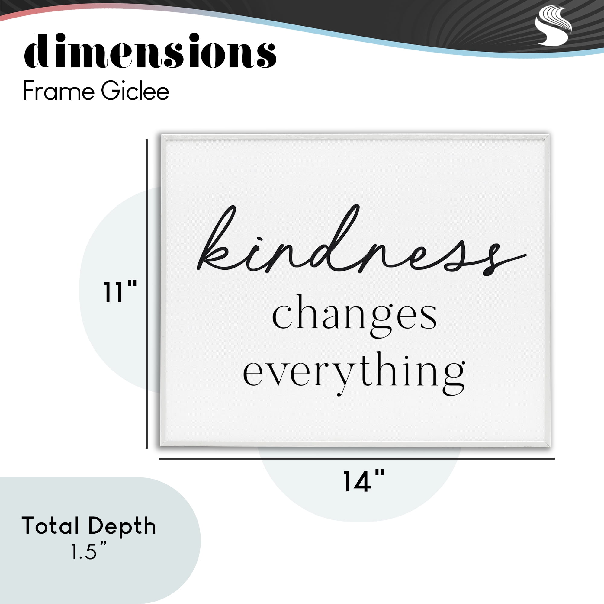 Kindness Changes Everything White Framed Giclee Art, design by Lettered and Lined