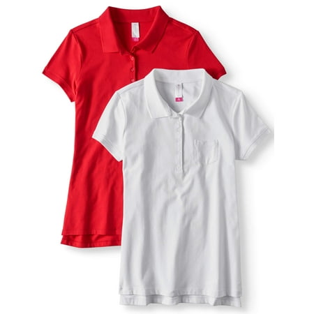 No Boundaries Juniors' School Uniform Polo Shirts with Short Sleeves, 2-Pack